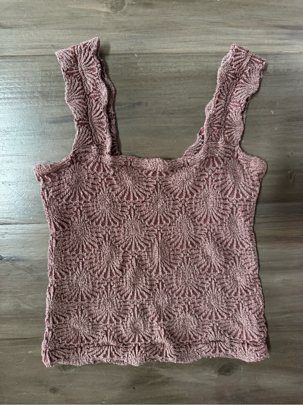 Free People Floral Textured Cami Mocha Women’s M/L Boho Love Letter